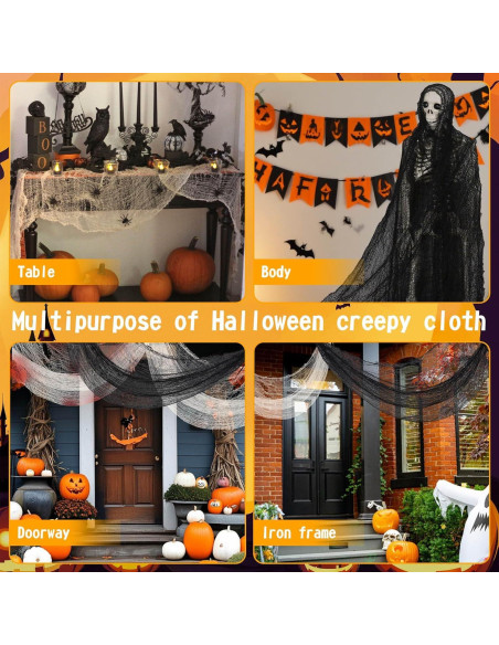 Paquete de 6 Telas Espeluznantes Negras Yokodaza 76x183 cm