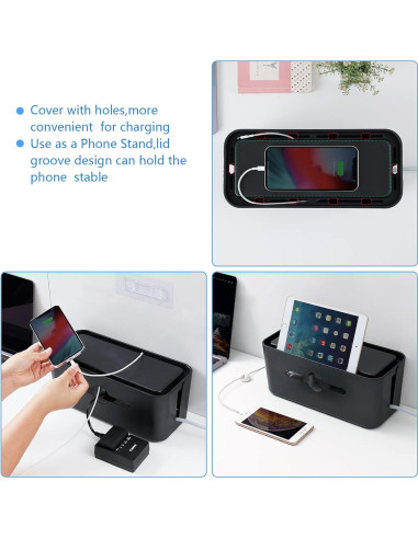 Caja Organizadora de Cables Gabfu Negra 31x13.5x13 cm