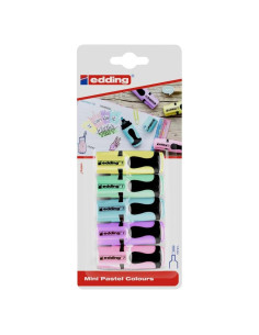 Resaltadores Mini Edding 7 - 5 Colores Pastel - Punta Biselada