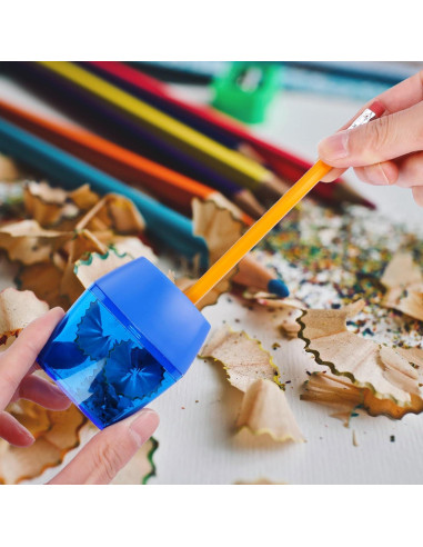 Sacapuntas Manual Doble Agujero Eagle, Paquete de 2, Azul