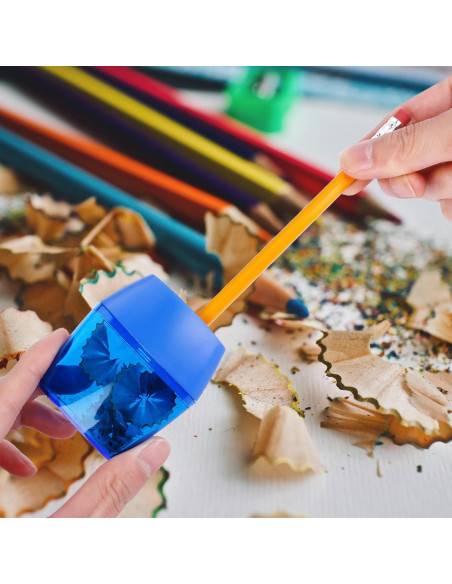 Sacapuntas Manual Doble Agujero Eagle, Paquete de 2, Azul