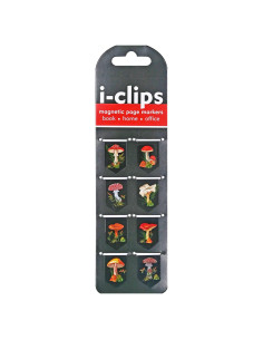 Mushrooms i-Clips Magnetic Page Markers (Set of 8 Magnetic Bookmarks)
