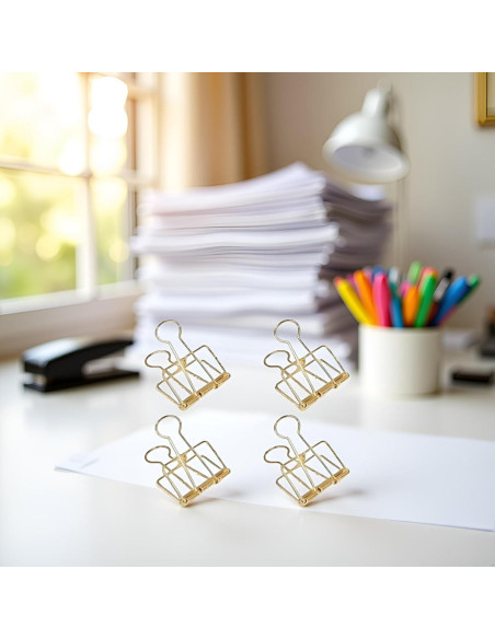 Clips de Papel de Metal Dorado WNHNO 51mm 4 Pcs