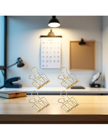 Clips de Papel de Metal Dorado WNHNO 51mm 4 Pcs