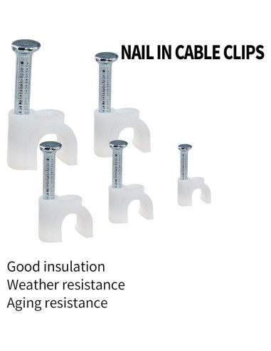 100 Clips de Cable Bonsicoky 6mm con Clavo de Acero Galvanizado