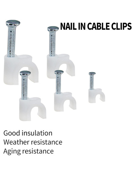 100 Clips de Cable Bonsicoky 6mm con Clavo de Acero Galvanizado