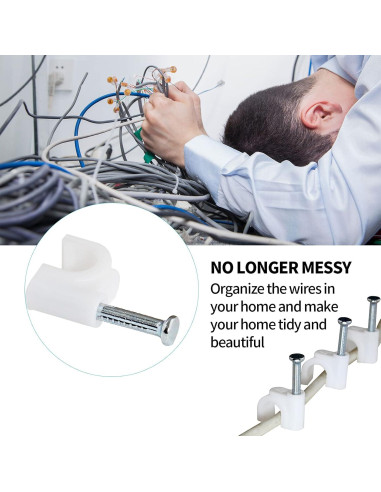 100 Clips de Cable Bonsicoky 6mm con Clavo de Acero Galvanizado