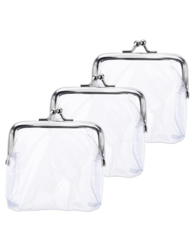 3 Monederos Transparentes Impermeables PVC para Viaje y Cosméticos