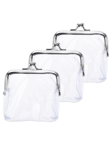 3 Monederos Transparentes Impermeables PVC para Viaje y Cosméticos