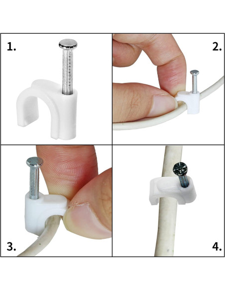 100 Clips de Cable Bonsicoky 6mm con Clavo de Acero Galvanizado