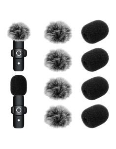 Juego de 8 Cubiertas de Micrófono Paraviento Lavalier - Espuma y Peludo