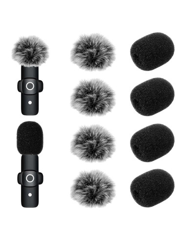 Juego de 8 Cubiertas de Micrófono Paraviento Lavalier - Espuma y Peludo