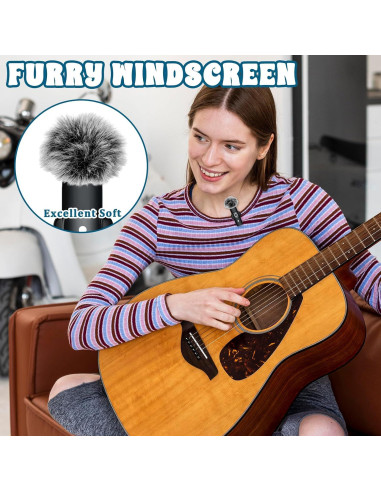 Juego de 8 Cubiertas de Micrófono Paraviento Lavalier - Espuma y Peludo