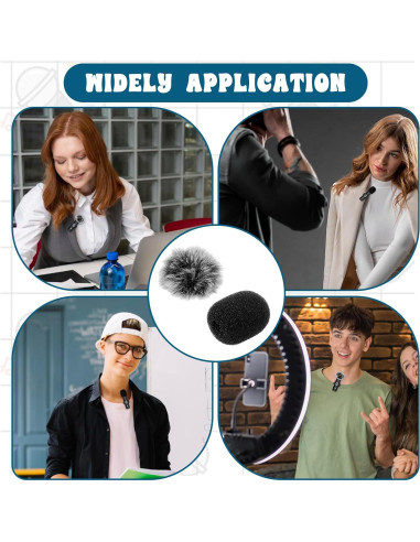 Juego de 8 Cubiertas de Micrófono Paraviento Lavalier - Espuma y Peludo