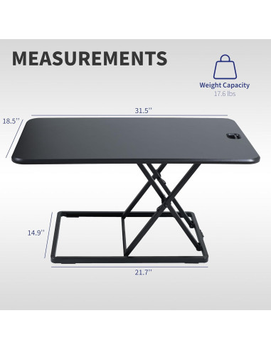 Elevador de Escritorio Ajustable VIVO 32" Negro DESK-V032J