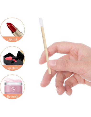 100 Varitas de Brillo Labial Desechables Myaokue de Bambú