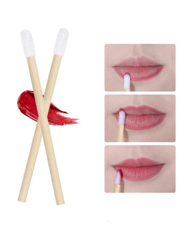 100 Varitas de Brillo Labial Desechables Myaokue de Bambú