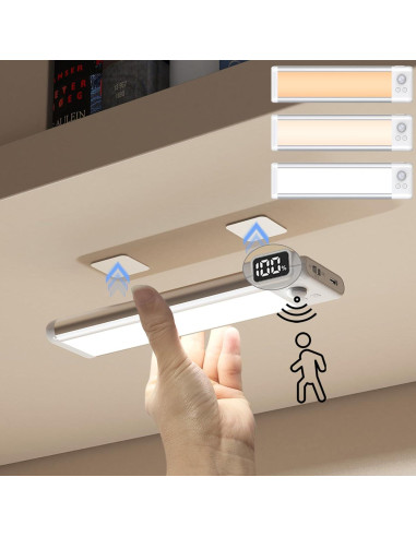 Luces LED Bajo Gabinete Goohoom, Recargables 2000mAh, Sensor