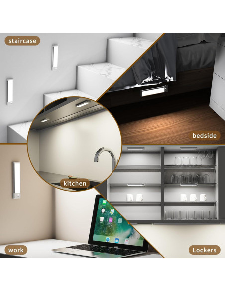 Luces LED Bajo Gabinete Goohoom, Recargables 2000mAh, Sensor