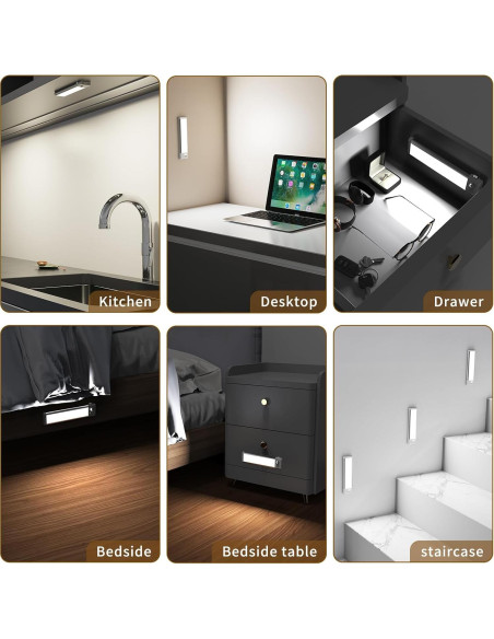 Luces LED Bajo Gabinete Goohoom, Recargables 2000mAh, Sensor