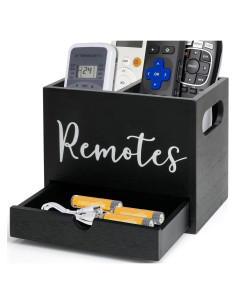 Soporte para Control Remoto MZYOUHUO de Madera Negro 2 Compartimentos