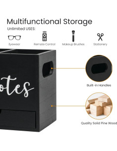 Soporte para Control Remoto MZYOUHUO de Madera Negro 2 Compartimentos 2