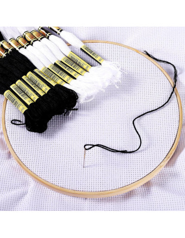 Set de 12 Madejas Hilo de Bordar Xiphum 8m Negro y Blanco