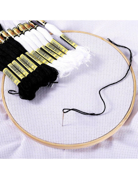 Set de 12 Madejas Hilo de Bordar Xiphum 8m Negro y Blanco
