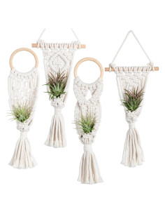 Soporte Colgante para Plantas de Aire Melphoe 4 Piezas Macrame