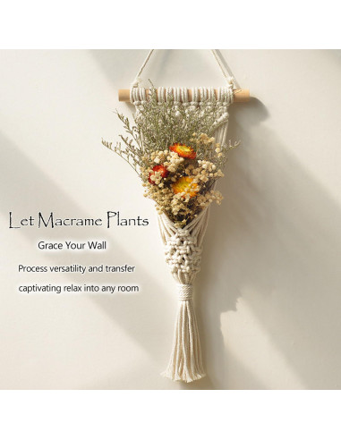 Soporte Colgante para Plantas de Aire Melphoe 4 Piezas Macrame