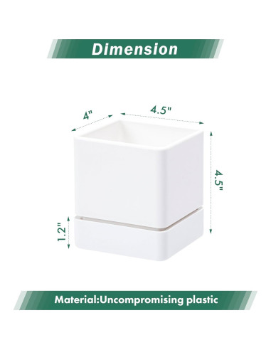 Maceta de Hierbas D'vine Dev 10 cm Blanca con Drenaje y Plato