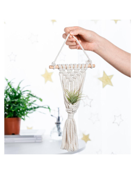 Soporte Colgante para Plantas de Aire Melphoe 4 Piezas Macrame