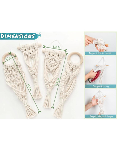Soporte Colgante para Plantas de Aire Melphoe 4 Piezas Macrame