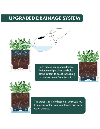 Maceta de Hierbas D'vine Dev 10 cm Blanca con Drenaje y Plato