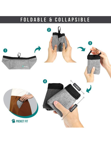 Cuencos Plegables para Perros PetAmi x2, 2.02L, Gris Jaspeado