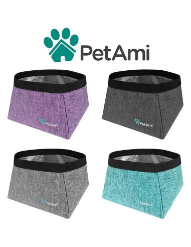 Cuencos Plegables para Perros PetAmi x2, 2.02L, Gris Jaspeado