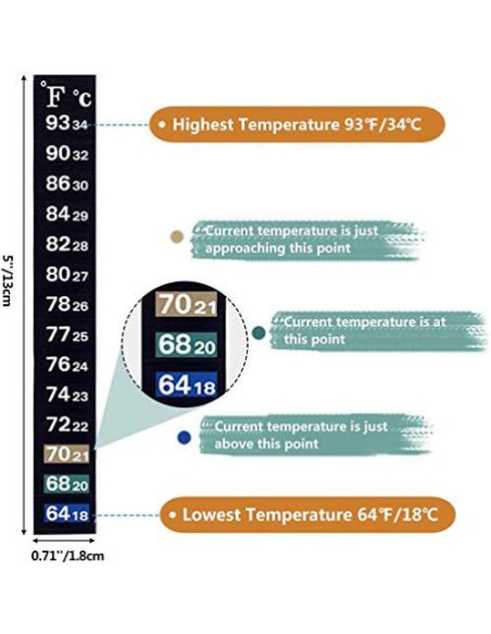 12 Termómetros Adhesivos Digitales Relyone para Acuarios y Bebidas