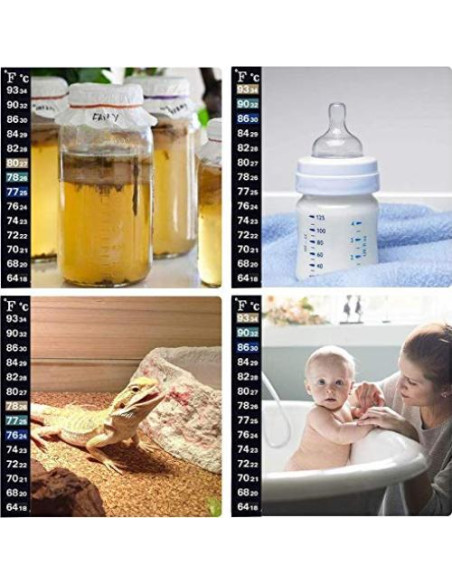 12 Termómetros Adhesivos Digitales Relyone para Acuarios y Bebidas