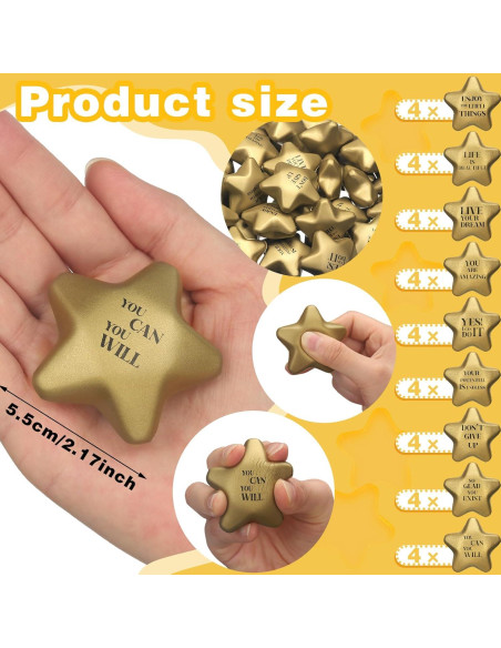 36 Pelotas de Estrés en Forma de Estrella Jenaai 5.5 cm