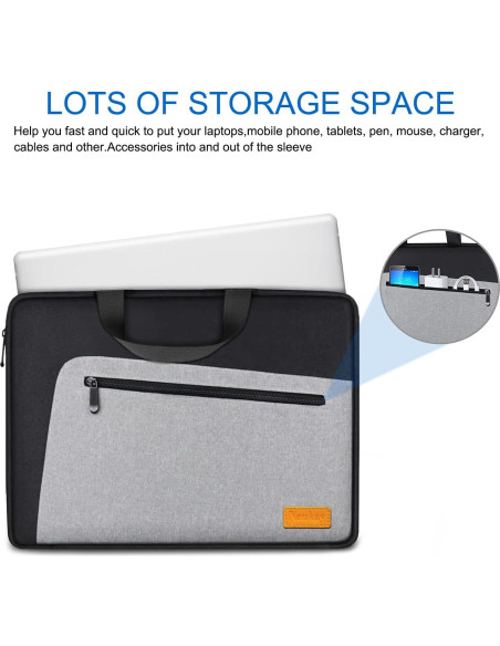 Funda para Laptop 15.6" Naukay Negra/Gris Resistente al Agua