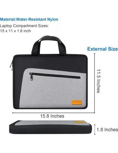 Funda para Laptop 15.6" Naukay Negra/Gris Resistente al Agua