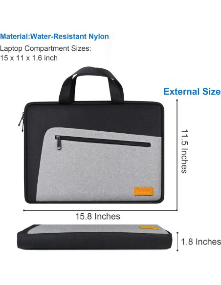Funda para Laptop 15.6" Naukay Negra/Gris Resistente al Agua