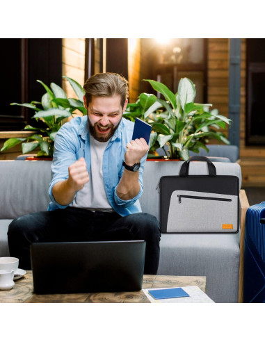 Funda para Laptop 15.6" Naukay Negra/Gris Resistente al Agua