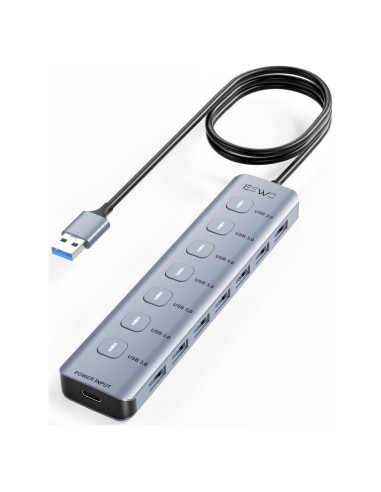 Hub USB 3.0 7 Puertos Aluminio - Alta Velocidad 5Gbps