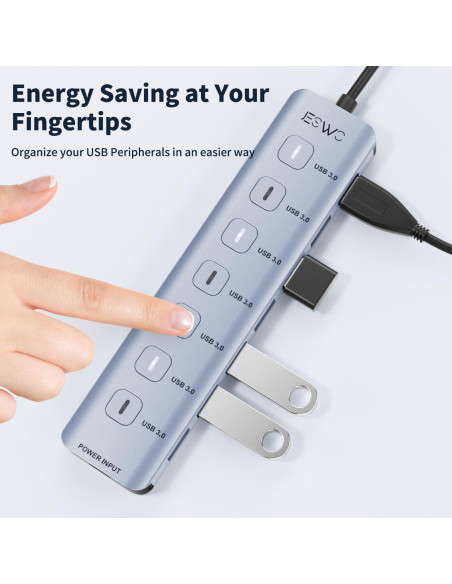 Hub USB 3.0 7 Puertos Aluminio - Alta Velocidad 5Gbps
