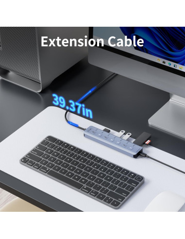 Hub USB 3.0 7 Puertos Aluminio - Alta Velocidad 5Gbps