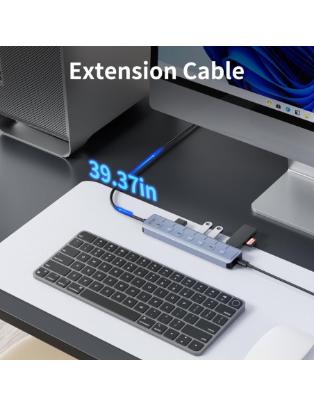 Hub USB 3.0 7 Puertos Aluminio - Alta Velocidad 5Gbps
