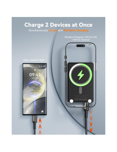 Batería Portátil MagSafe Kuulaa 5000mAh Carga Rápida USB-C