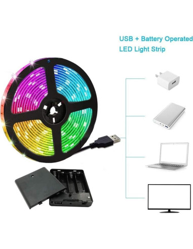 Luces de tira LED a pilas WPQ 6M RGB con control remoto