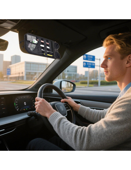 Organizador de Visera de Coche Quuztao 32.5x18cm con Cremallera